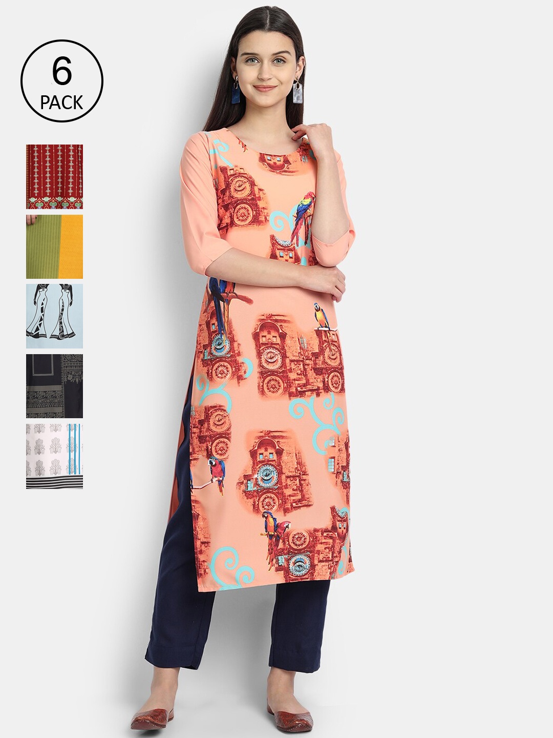 Ethnic basket Women Multicoloured Ethnic Motifs Printed Thread Work Crepe Kurta, Multi
Ethnic basket Women Multicoloured Ethnic Motifs Printed Thread Work Crepe Kurta, Multi