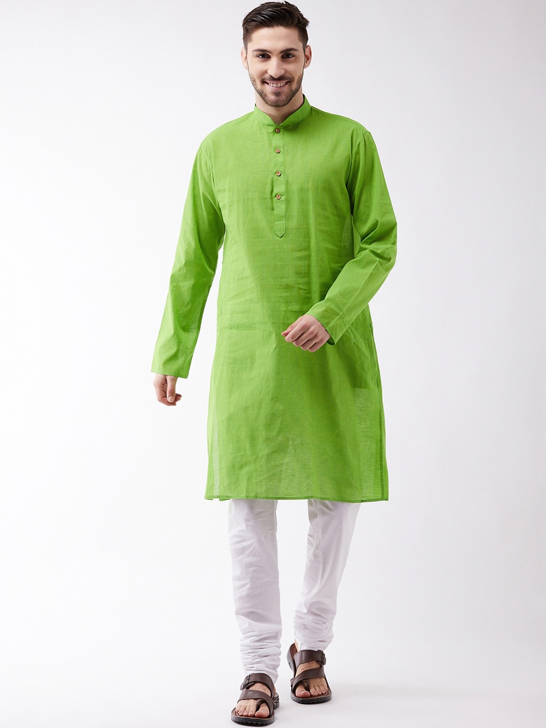 SHVAAS by VASTRAMAY Men Green Striped Layered Pure Cotton Sustainable Kurta with Pyjamas
SHVAAS by VASTRAMAY Men Green Striped Layered Pure Cotton Sustainable Kurta with Pyjamas