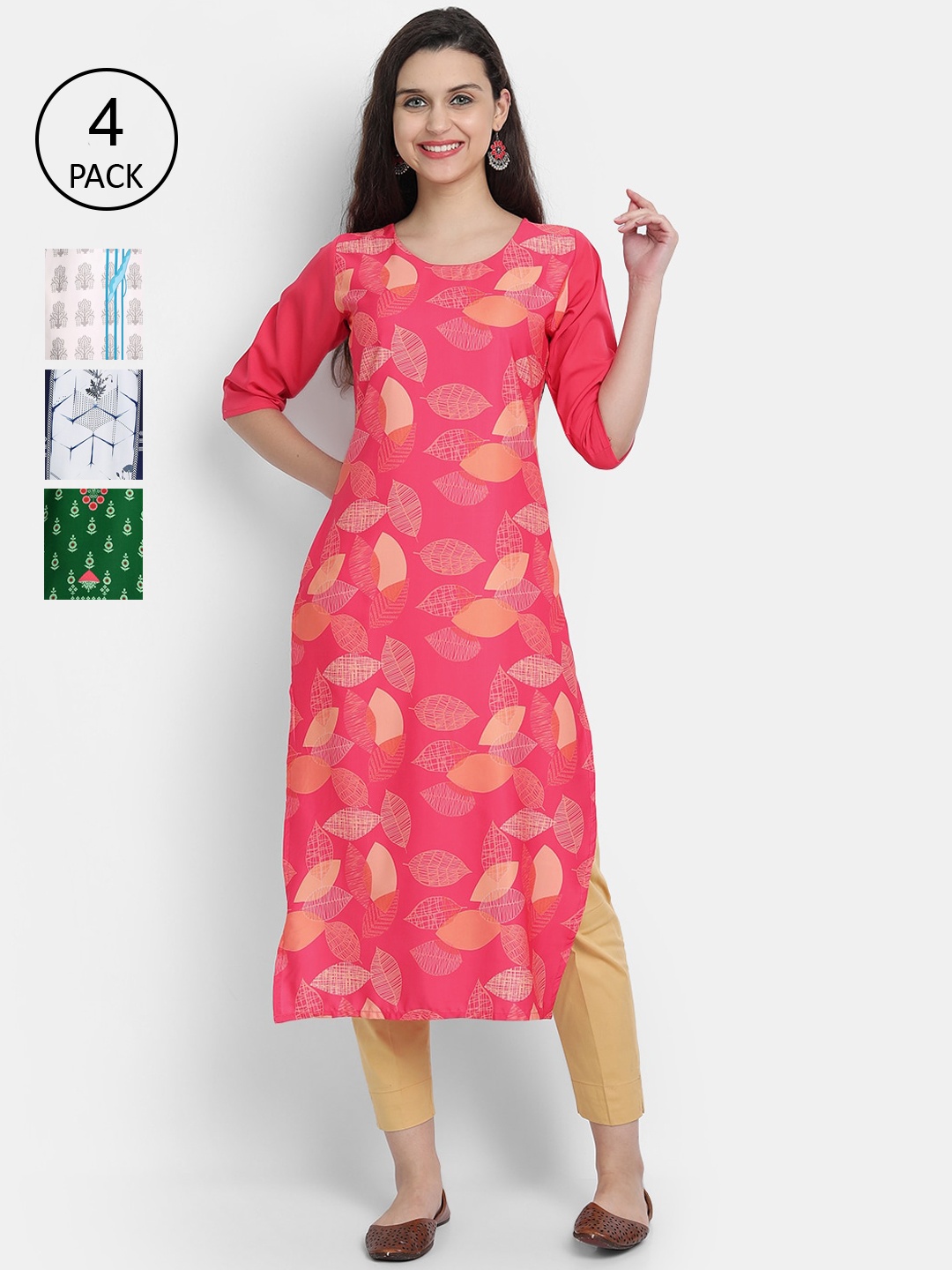 Ethnic basket Women Peach-Coloured & Green Ethnic Motifs Printed Crepe Kurta Pack Of 4
Ethnic basket Women Peach-Coloured & Green Ethnic Motifs Printed Crepe Kurta Pack Of 4