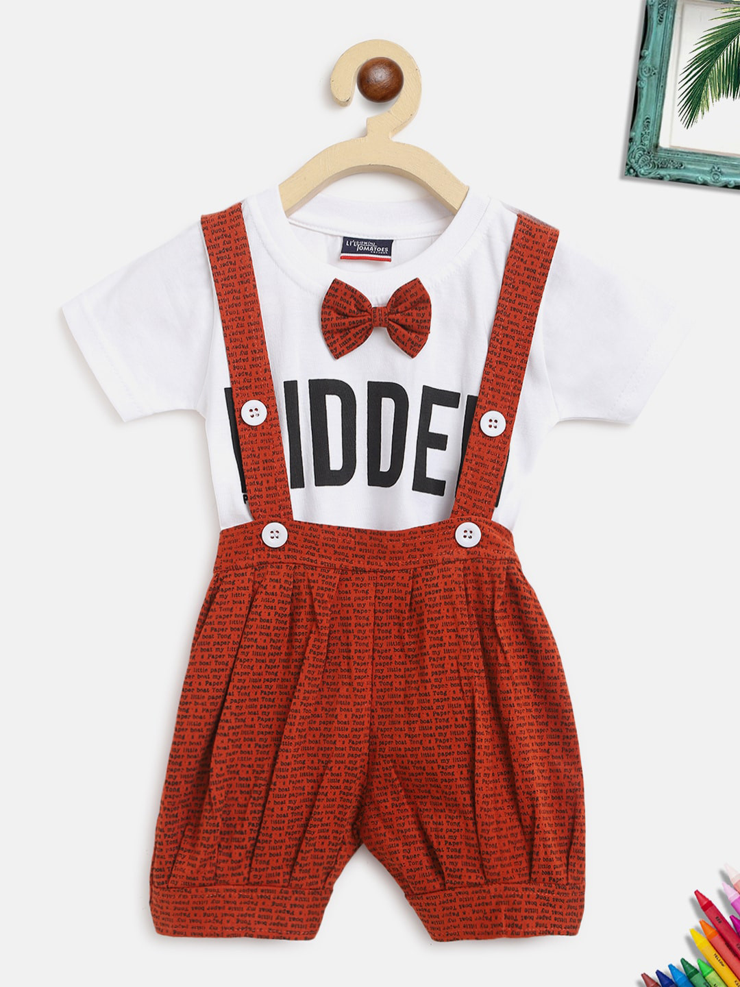 Lil Tomatoes Unisex Kids Brown & White Typography Printed Pure Cotton Tapered-Fit Dungarees
Lil Tomatoes Unisex Kids Brown & White Typography Printed Pure Cotton Tapered-Fit Dungarees