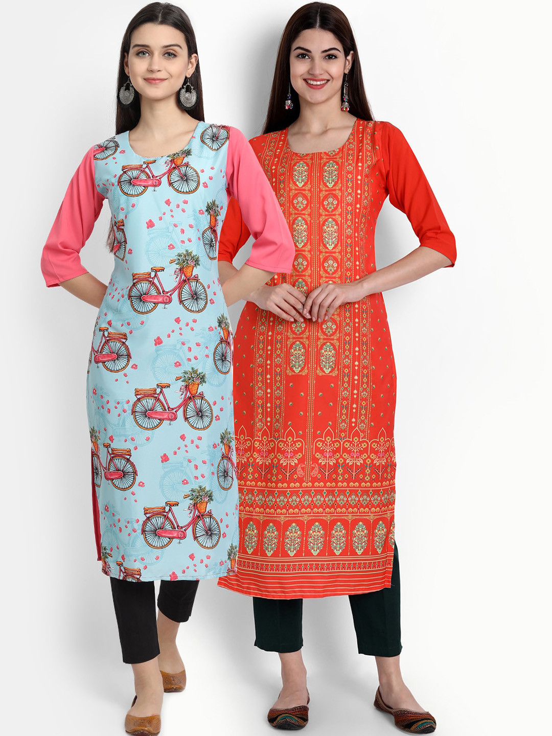 Ethnic basket Pack Of 2 Floral Printed Crepe Kurta, Red
Ethnic basket Pack Of 2 Floral Printed Crepe Kurta, Red