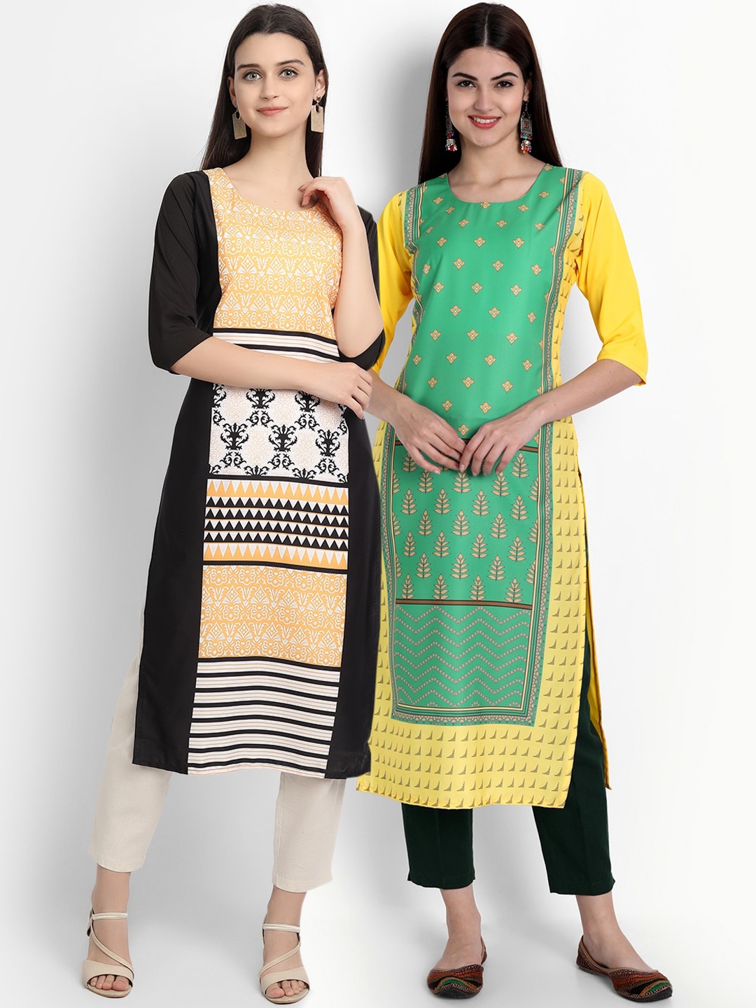 Ethnic basket Women Pack Of 2 Multicoloured Ethnic Motifs Printed Crepe Kurta, Multi
Ethnic basket Women Pack Of 2 Multicoloured Ethnic Motifs Printed Crepe Kurta, Multi