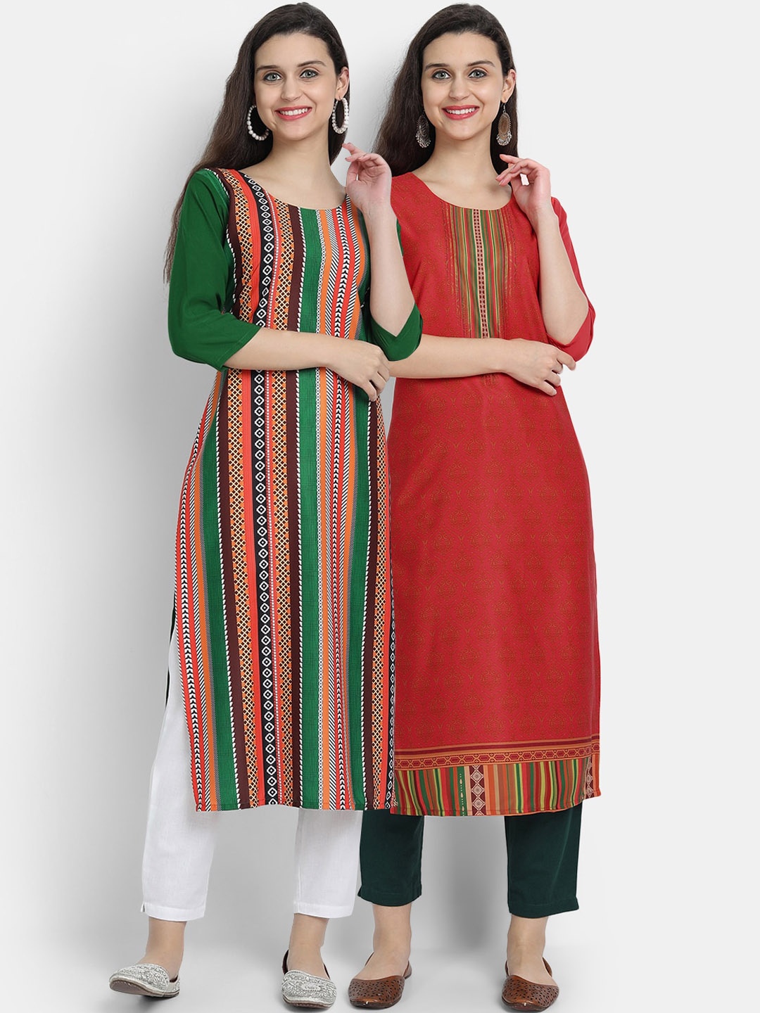 Ethnic basket Women Pack of 2 Multicoloured Ethnic Motifs Printed Crepe Kurta, Multi
Ethnic basket Women Pack of 2 Multicoloured Ethnic Motifs Printed Crepe Kurta, Multi