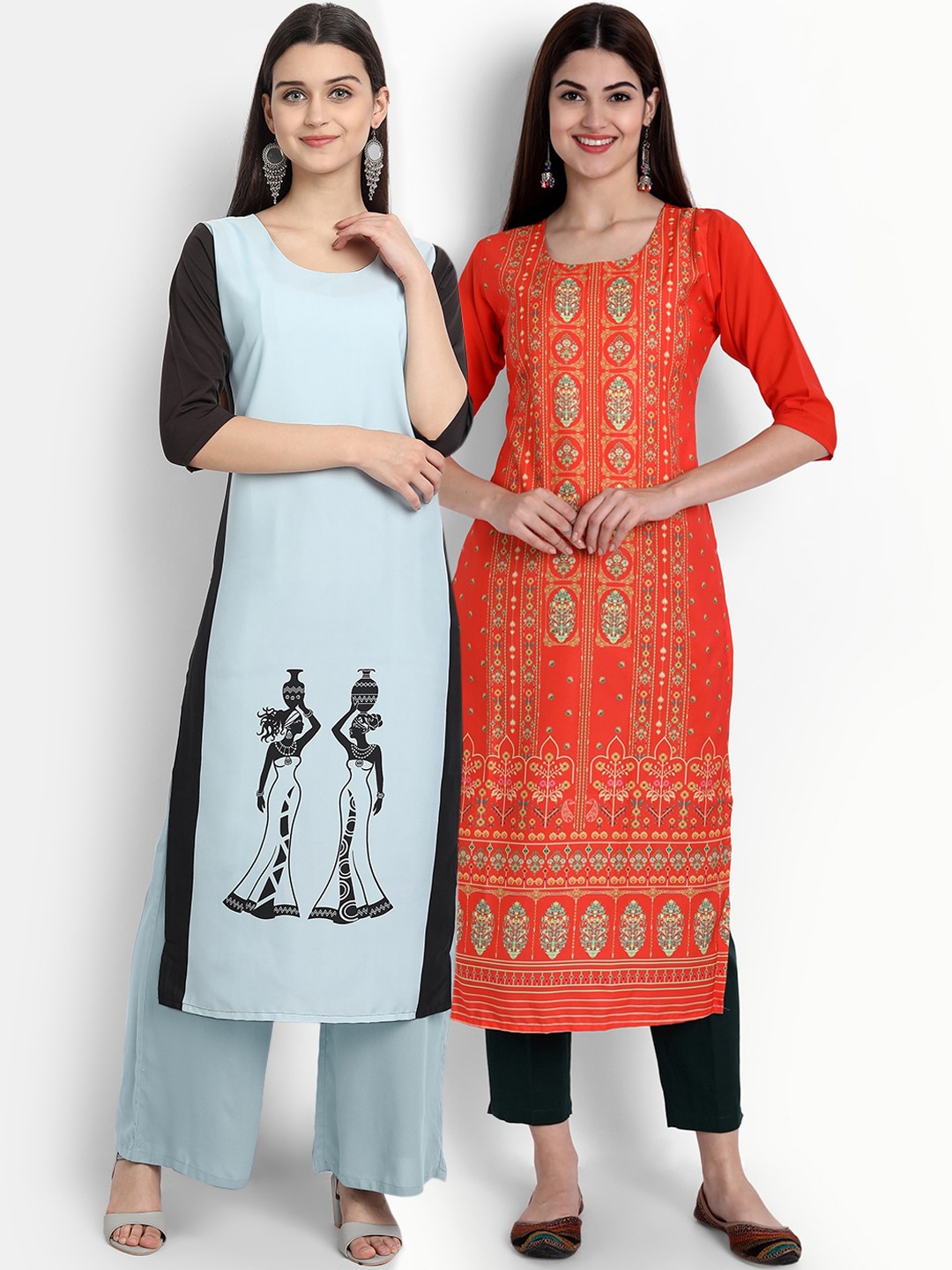 Ethnic basket Women Pack Of 2 Multicoloured Ethnic Motifs Printed Crepe Kurta, Multi
Ethnic basket Women Pack Of 2 Multicoloured Ethnic Motifs Printed Crepe Kurta, Multi