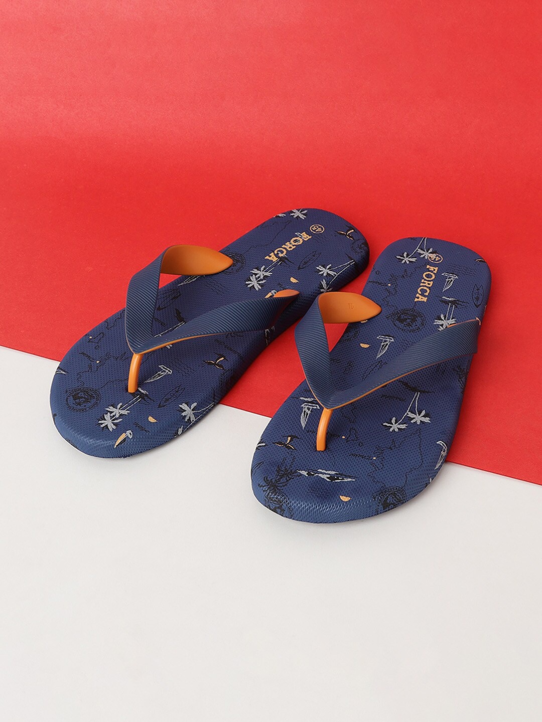 Forca by Lifestyle Men Navy Blue Printed Slip-On