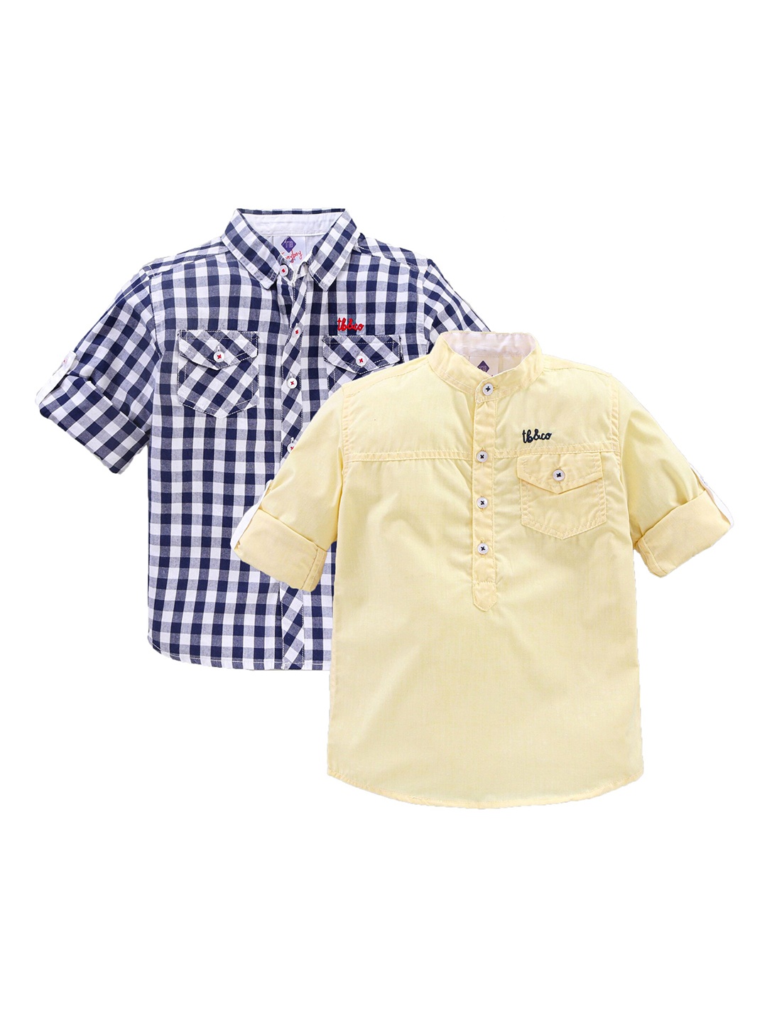 TONYBOY Boys Pack of 2 Navy Blue & Yellow Classic Gingham Checked Cotton Casual Shirts
TONYBOY Boys Pack of 2 Navy Blue & Yellow Classic Gingham Checked Cotton Casual Shirts