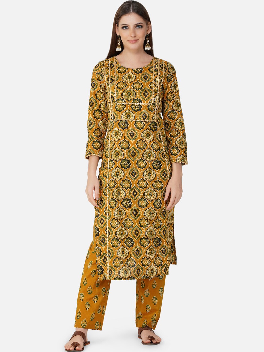 FABNEST Women Multicoloured Floral Gotta Patti Pure Cotton Kurta with Trousers & With Dupatta, Multi
FABNEST Women Multicoloured Floral Gotta Patti Pure Cotton Kurta with Trousers & With Dupatta, Multi