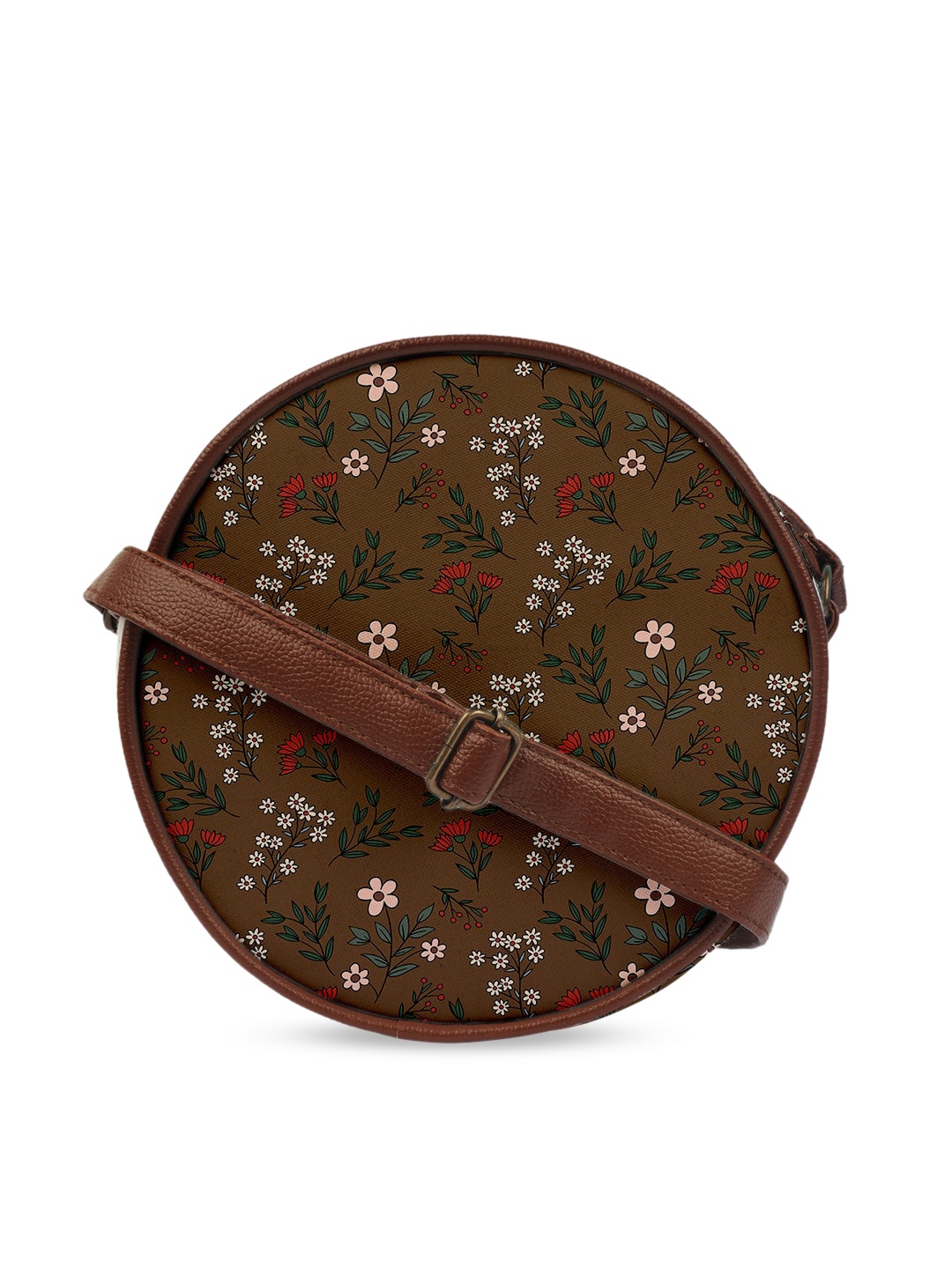 Crazy Corner Brown Floral Printed Structured Sling Bag