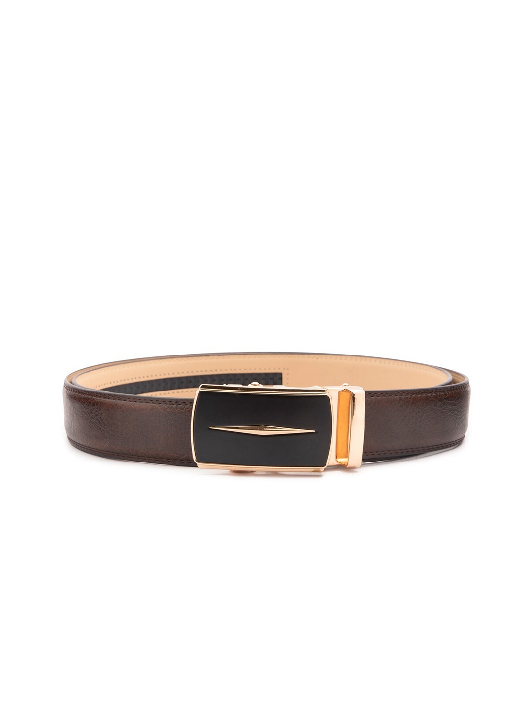 BANGE Men Brown Textured Leather Formal Belt