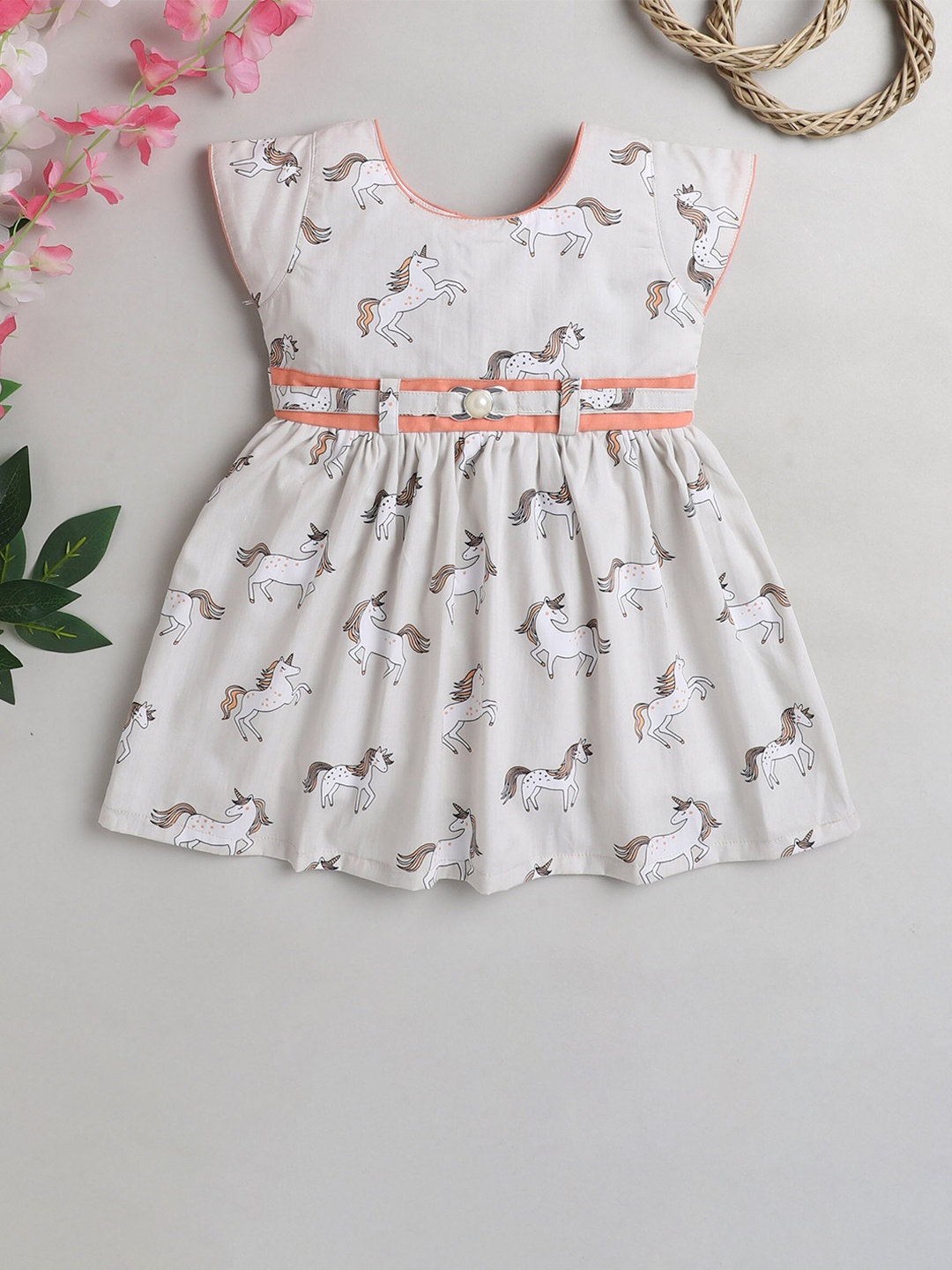 The Magic Wand Girls Grey Floral Dress