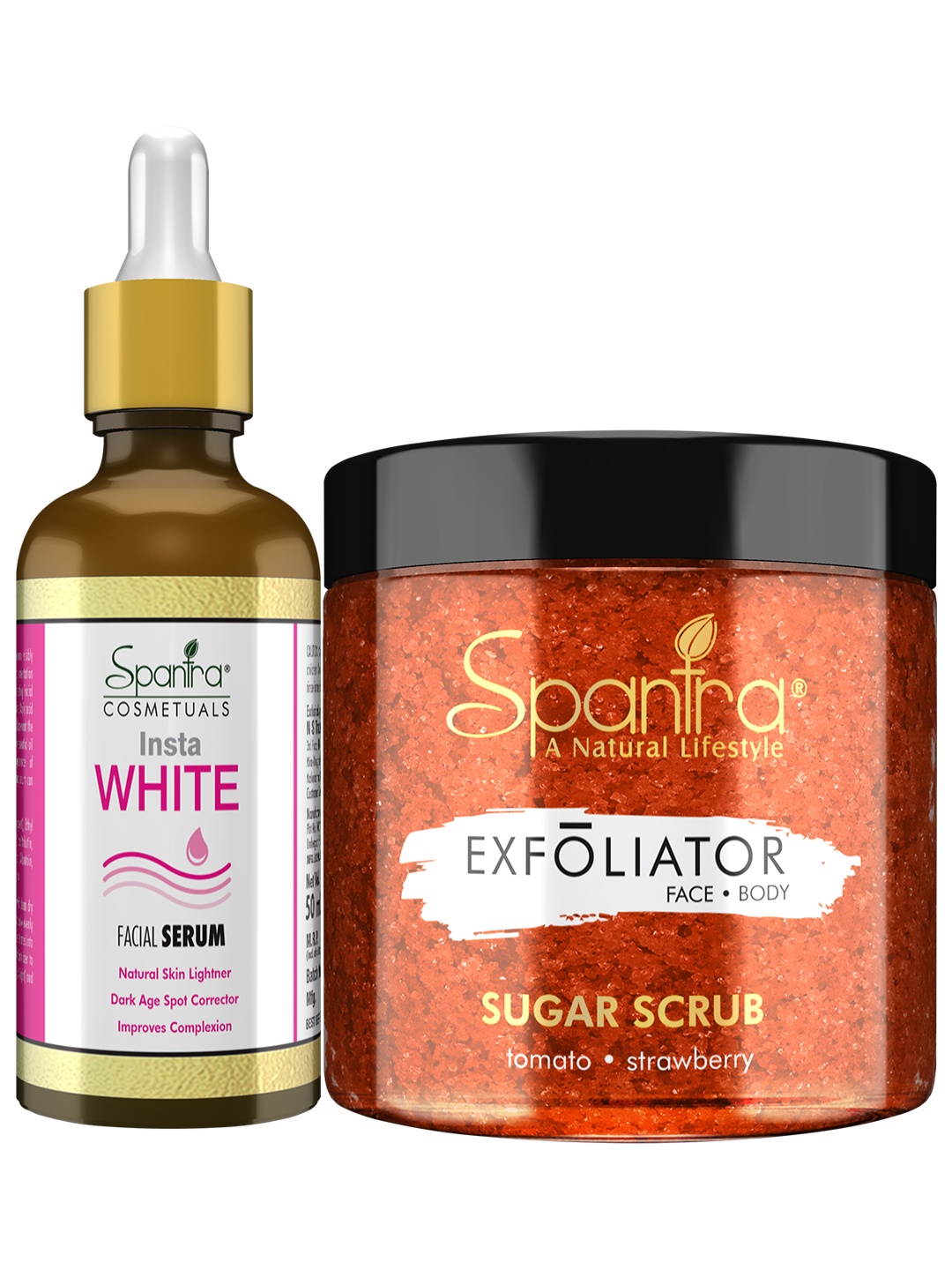 Spantra Set of 2 Sugar Tomato Strawberry Scrub & Insta White Facial Serum, Red
Spantra Set of 2 Sugar Tomato Strawberry Scrub & Insta White Facial Serum, Red