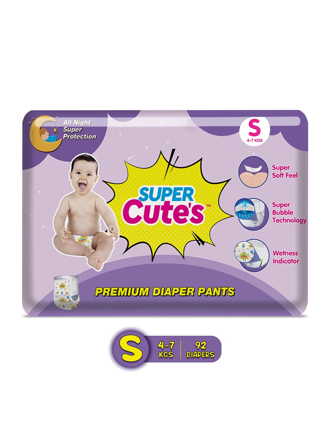 Super Cutes Kids Set of 2 Premium Wonder Pullups Diapers - Small - 46 Pieces each, Purple
Super Cutes Kids Set of 2 Premium Wonder Pullups Diapers - Small - 46 Pieces each, Purple