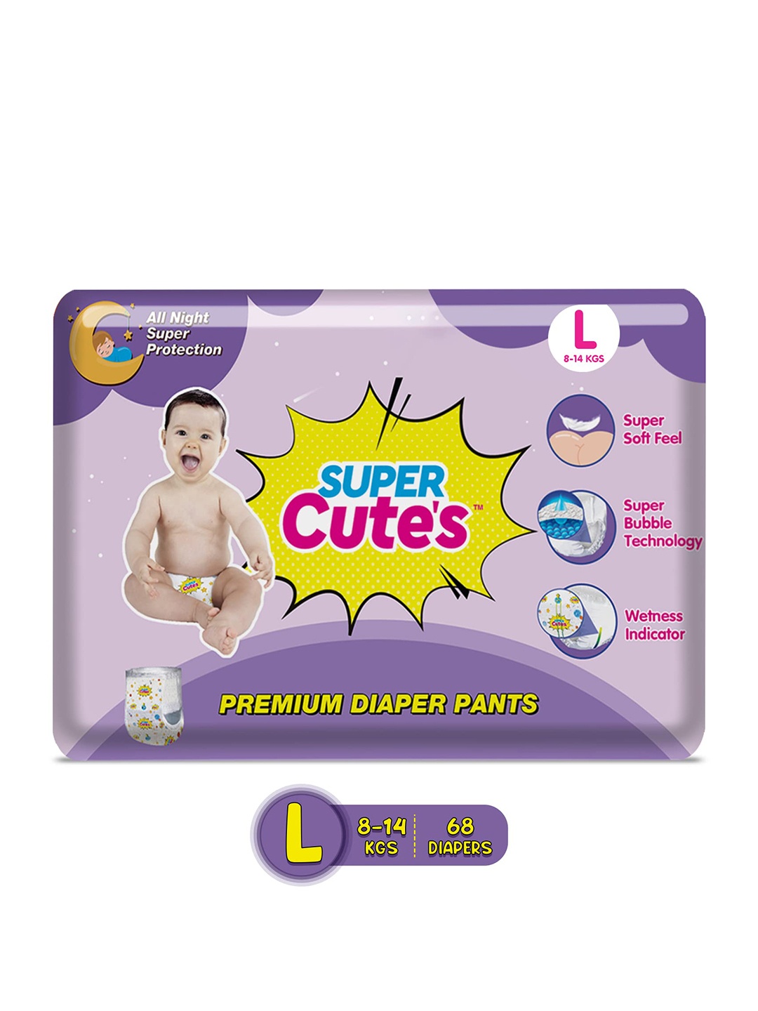 Super Cutes Kids Set of 2 Premium Wonder Pullups Diapers - Large - 34 Pieces each, Purple
Super Cutes Kids Set of 2 Premium Wonder Pullups Diapers - Large - 34 Pieces each, Purple