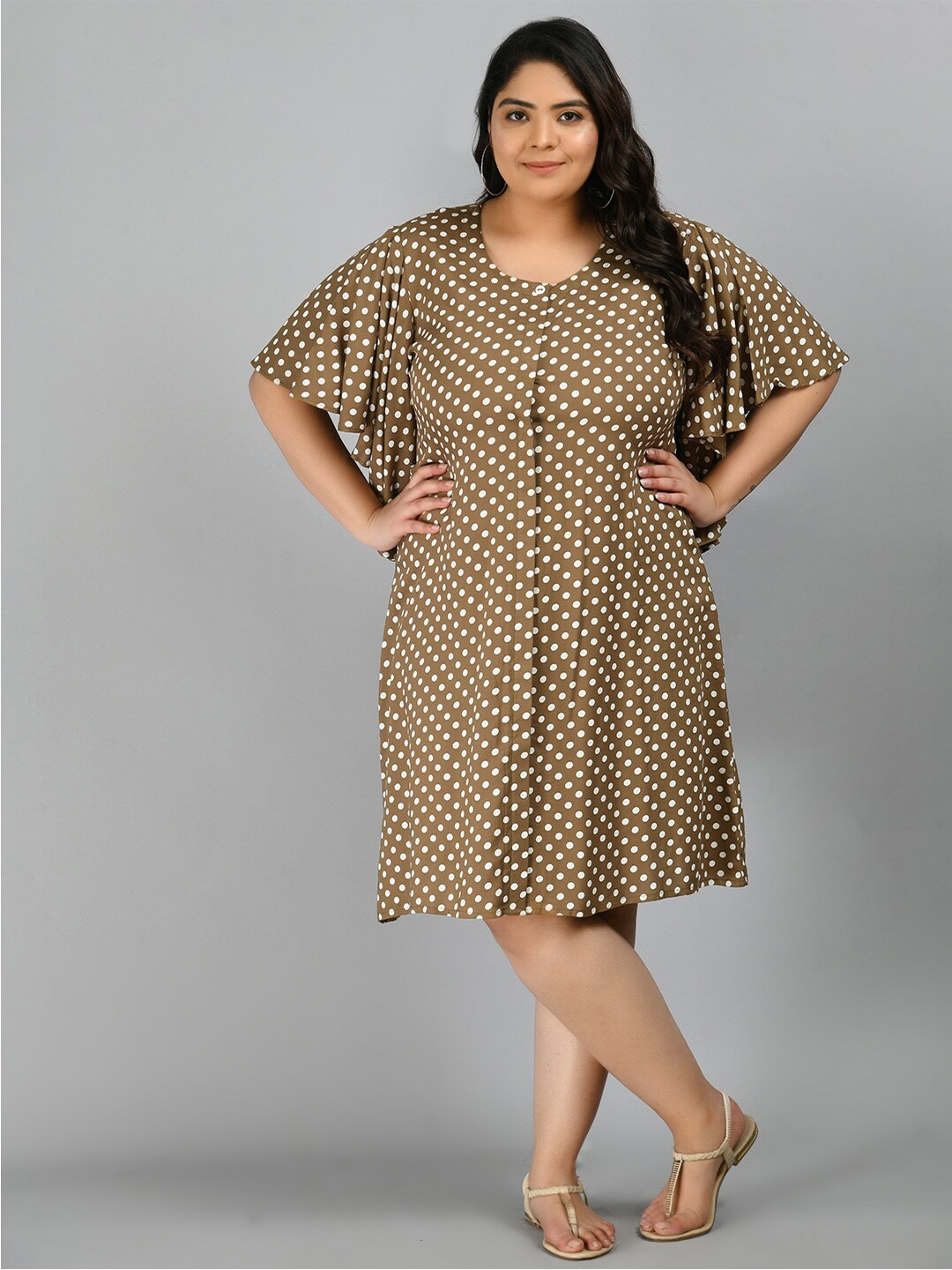 PrettyPlus by Desinoor com Women Plus Size Beige & White Polka Dots Printed A-Line Dress
PrettyPlus by Desinoor com Women Plus Size Beige & White Polka Dots Printed A-Line Dress
