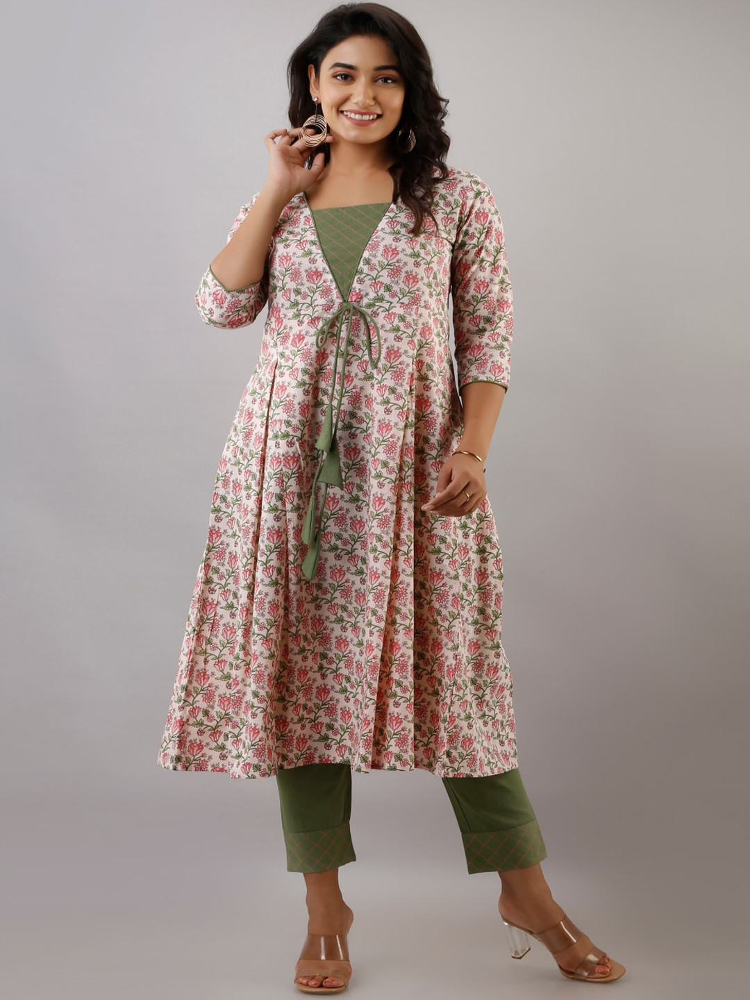 KALINI Women Pink Printed Layered Pure Cotton Kurta with Trousers
KALINI Women Pink Printed Layered Pure Cotton Kurta with Trousers