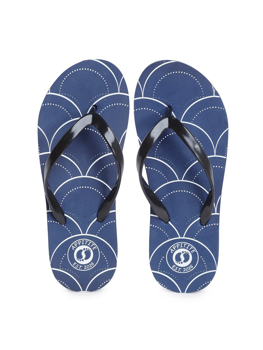 APPITITE Women Blue & Black Printed Rubber Slip-On