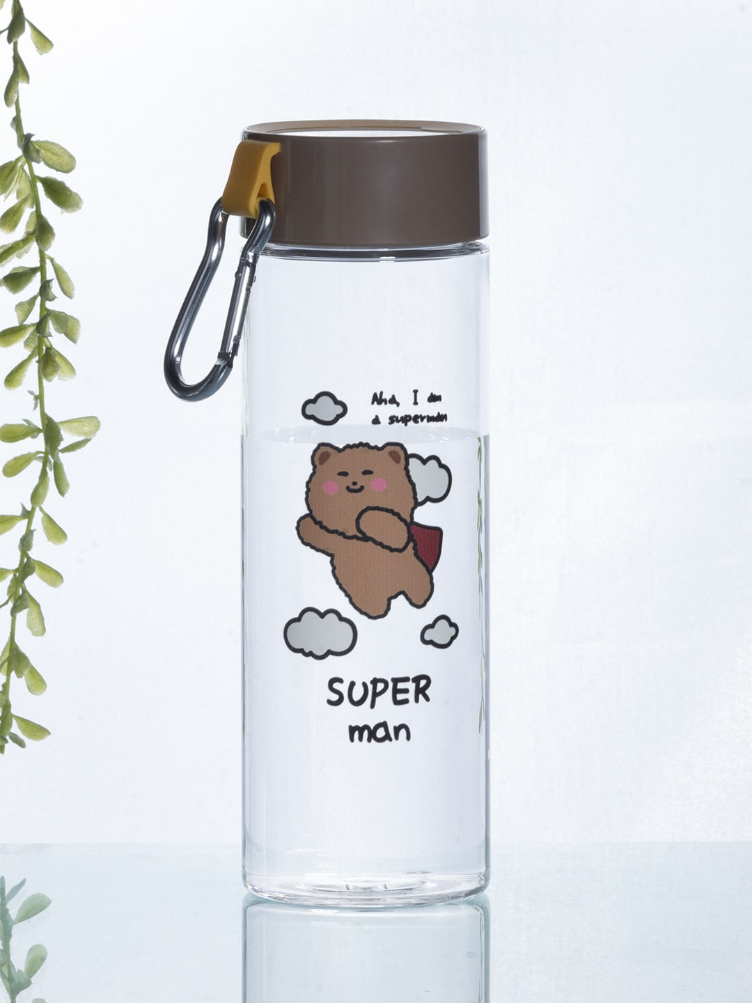 MARKET99 Coffee Brown Printed Glass Water Bottle 500 ml