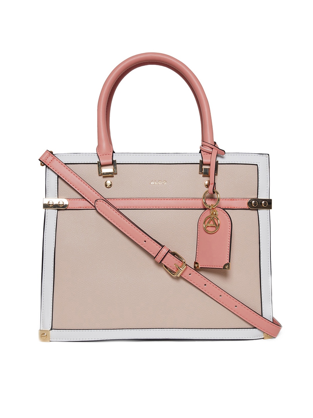 ALDO Pink Structured Handheld Bag, Beige