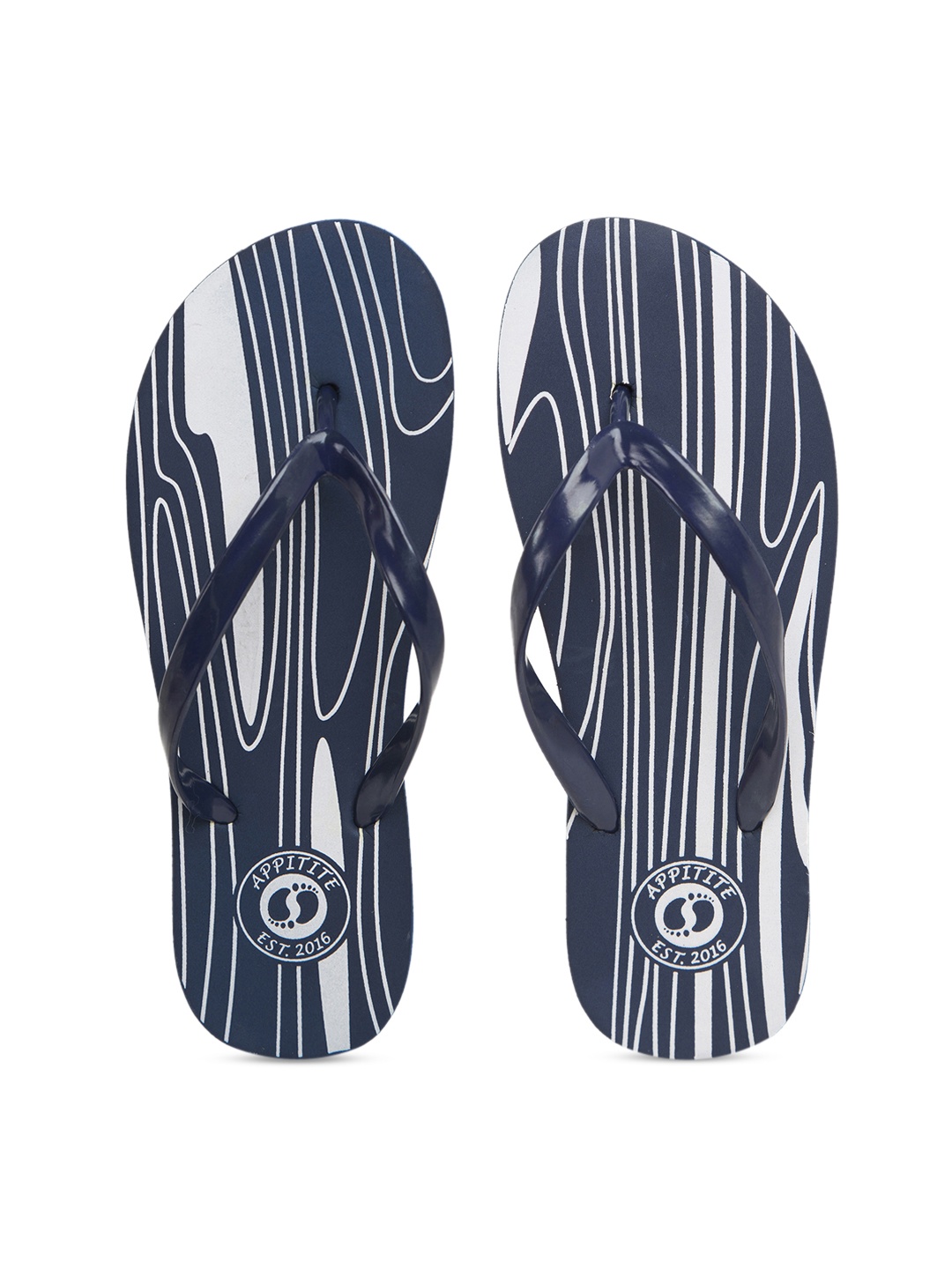 APPITITE Women Blue Printed Rubber Thong Flip-Flops