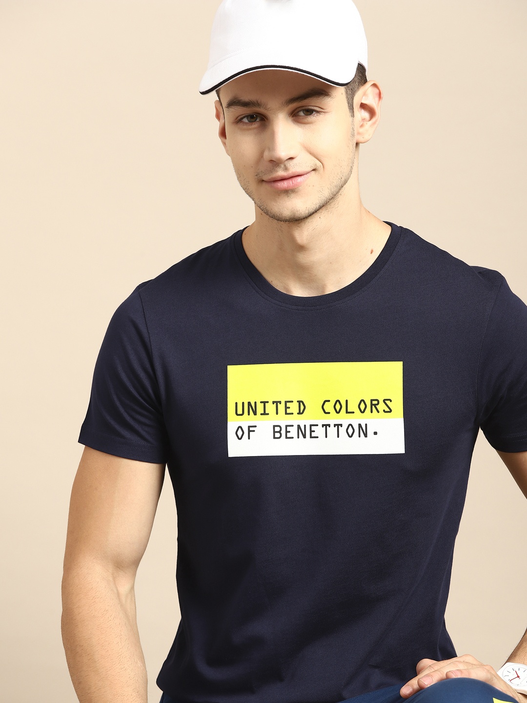 United Colors of Benetton Men Navy Blue & Yellow Brand Logo Printed Pure Cotton T-shirt
United Colors of Benetton Men Navy Blue & Yellow Brand Logo Printed Pure Cotton T-shirt