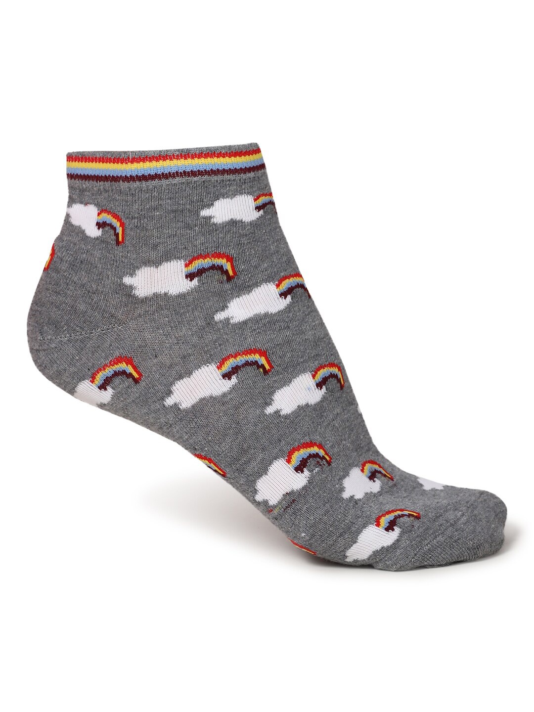 FOREVER 21 Women Grey Patterned Ankle Length Socks