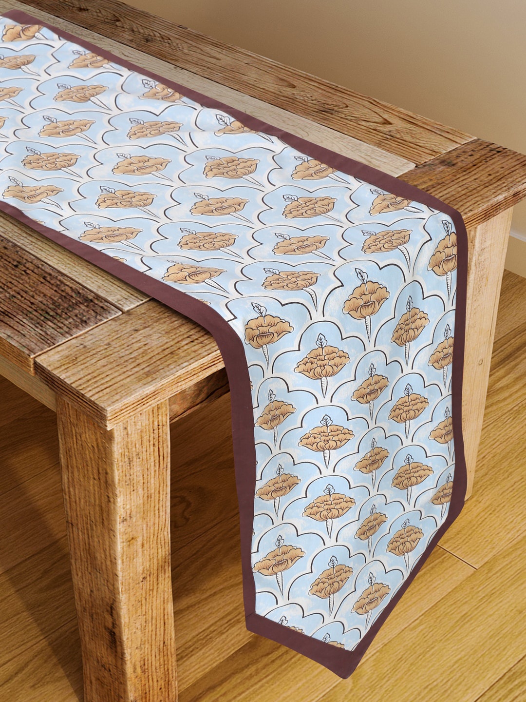 Rajasthan Decor Blue Floral Printed Cotton Table Cover