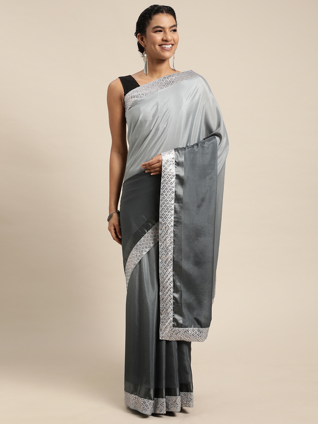 Pratham Blue Grey Ombre Saree