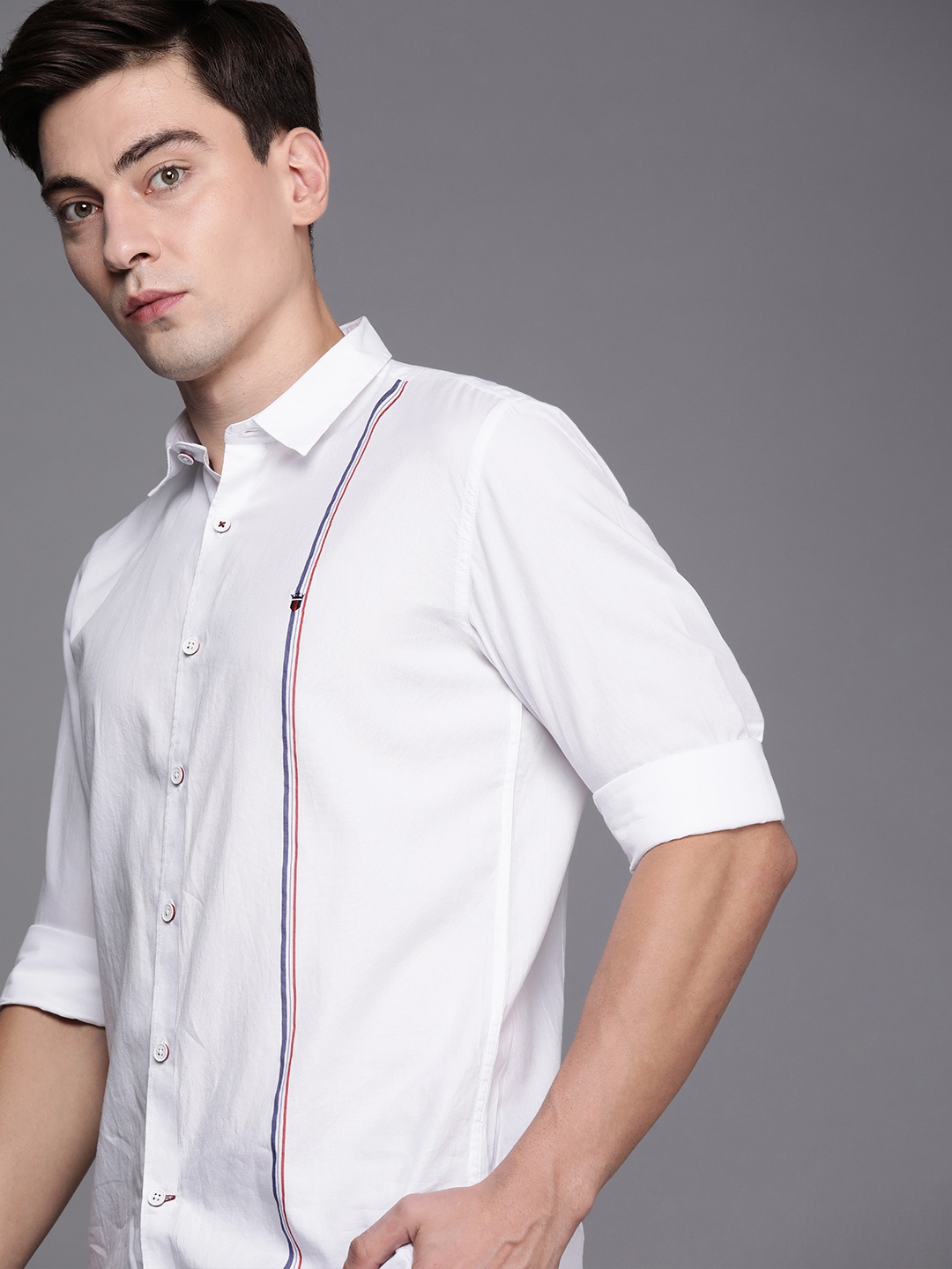 Louis Philippe Sport Men White Super Slim Fit Placement Stripes Pure Cotton Casual Shirt
Louis Philippe Sport Men White Super Slim Fit Placement Stripes Pure Cotton Casual Shirt