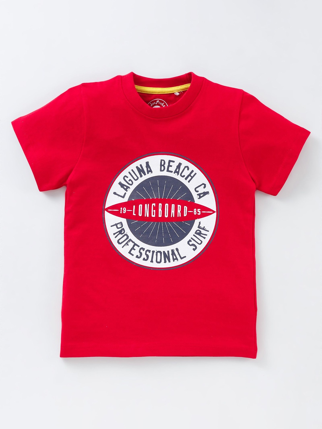 JusCubs Boys Red Typography Printed Cotton Outdoor T-shirt