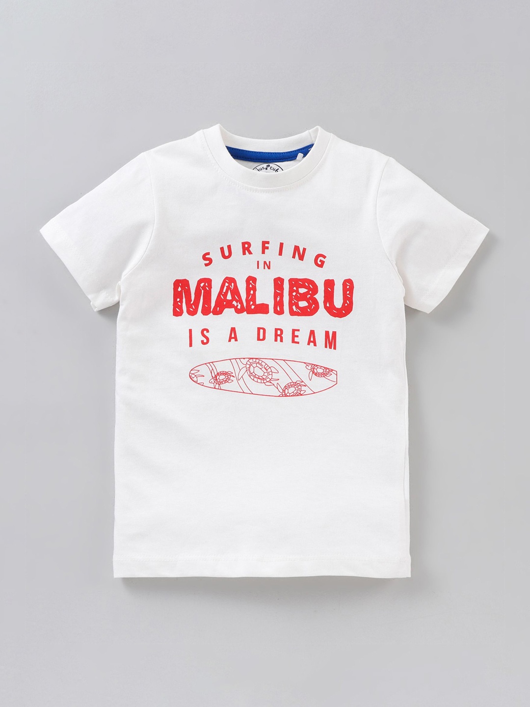 JusCubs Boys Off White Typography Printed Applique Outdoor T-shirt