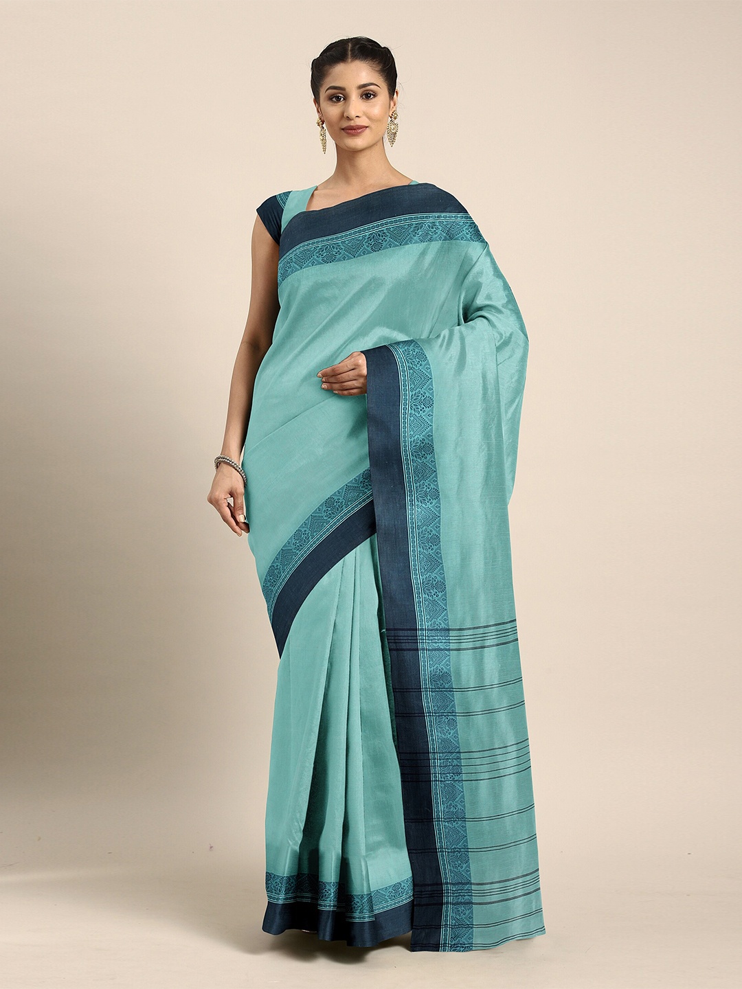 The Chennai Silks Women Green Bengal Tant Cotton Saree