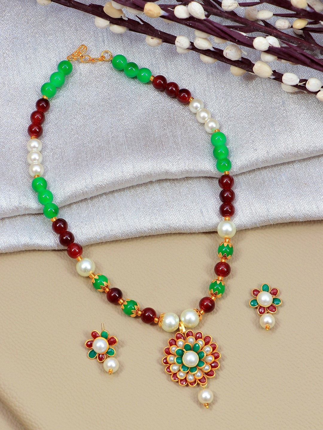 Crunchy Fashion Women Gold-Plated Multicoloured Studded & Beaded Jewellery Set, Multi
Crunchy Fashion Women Gold-Plated Multicoloured Studded & Beaded Jewellery Set, Multi