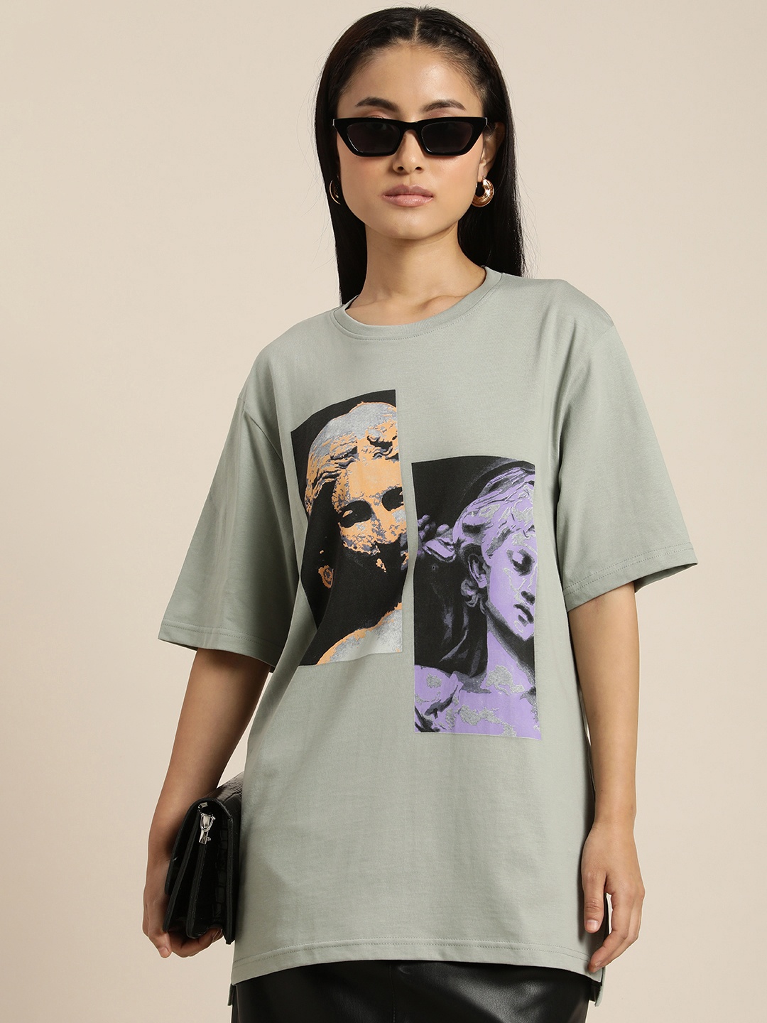 Difference of Opinion Women Grey & Blue Printed Drop-Shoulder Sleeves Pure Cotton OversizedT-shirt
Difference of Opinion Women Grey & Blue Printed Drop-Shoulder Sleeves Pure Cotton OversizedT-shirt