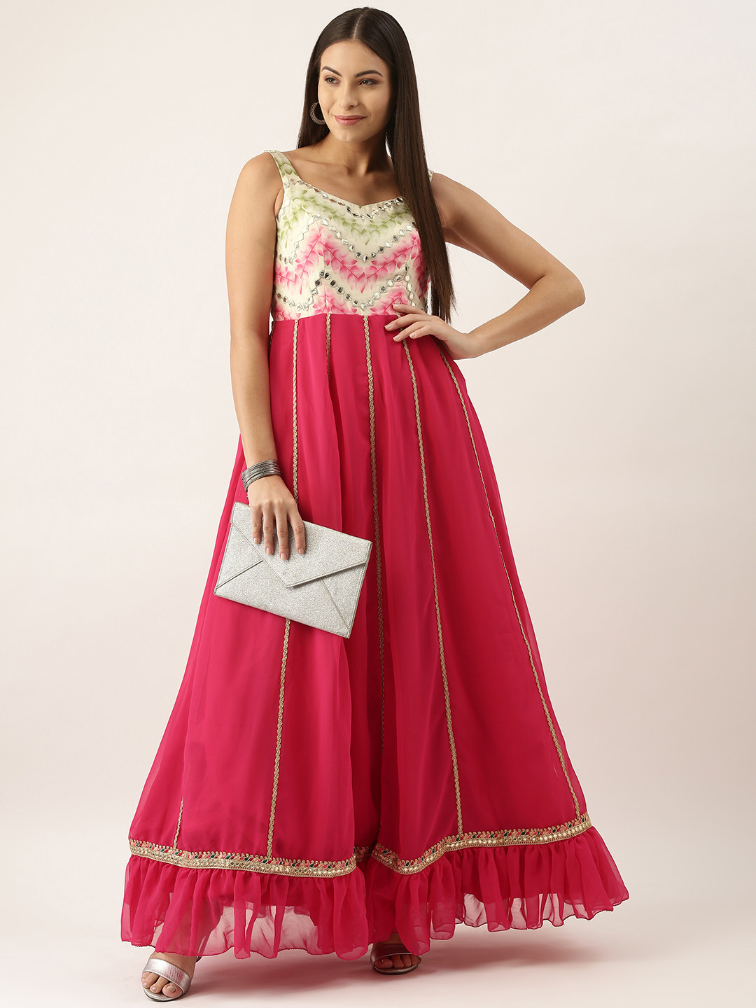 Ethnovog Pink White Embellished Georgette Ethnic Maxi Dress
Ethnovog Pink White Embellished Georgette Ethnic Maxi Dress