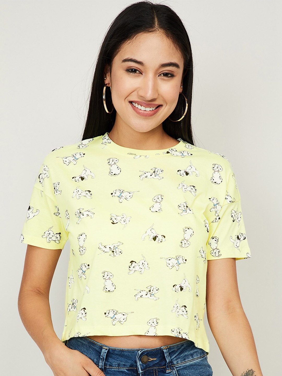 Ginger by Lifestyle Women Yellow Print Crop Top