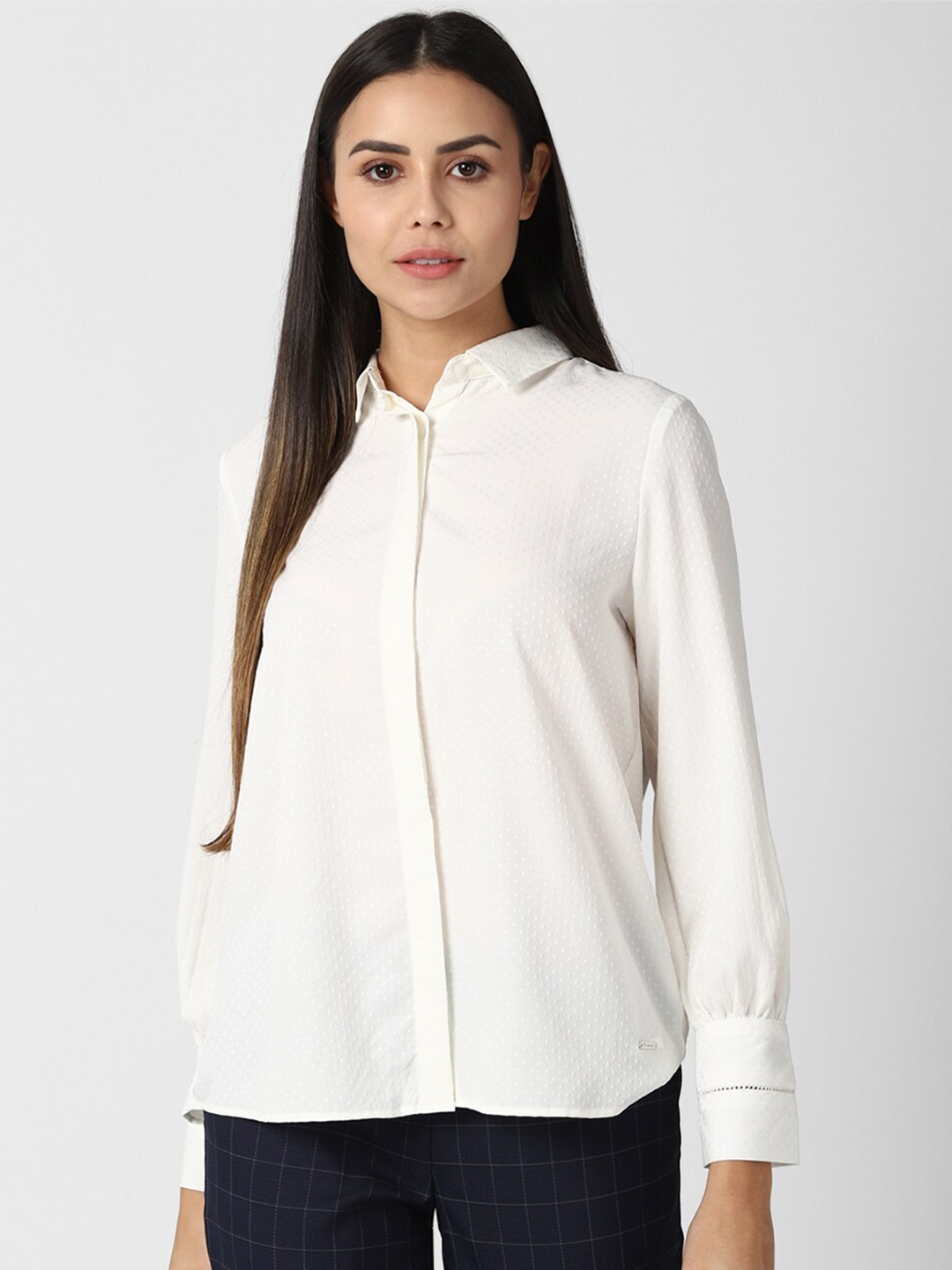 Van Heusen Woman Women Cream-Coloured Casual Shirt