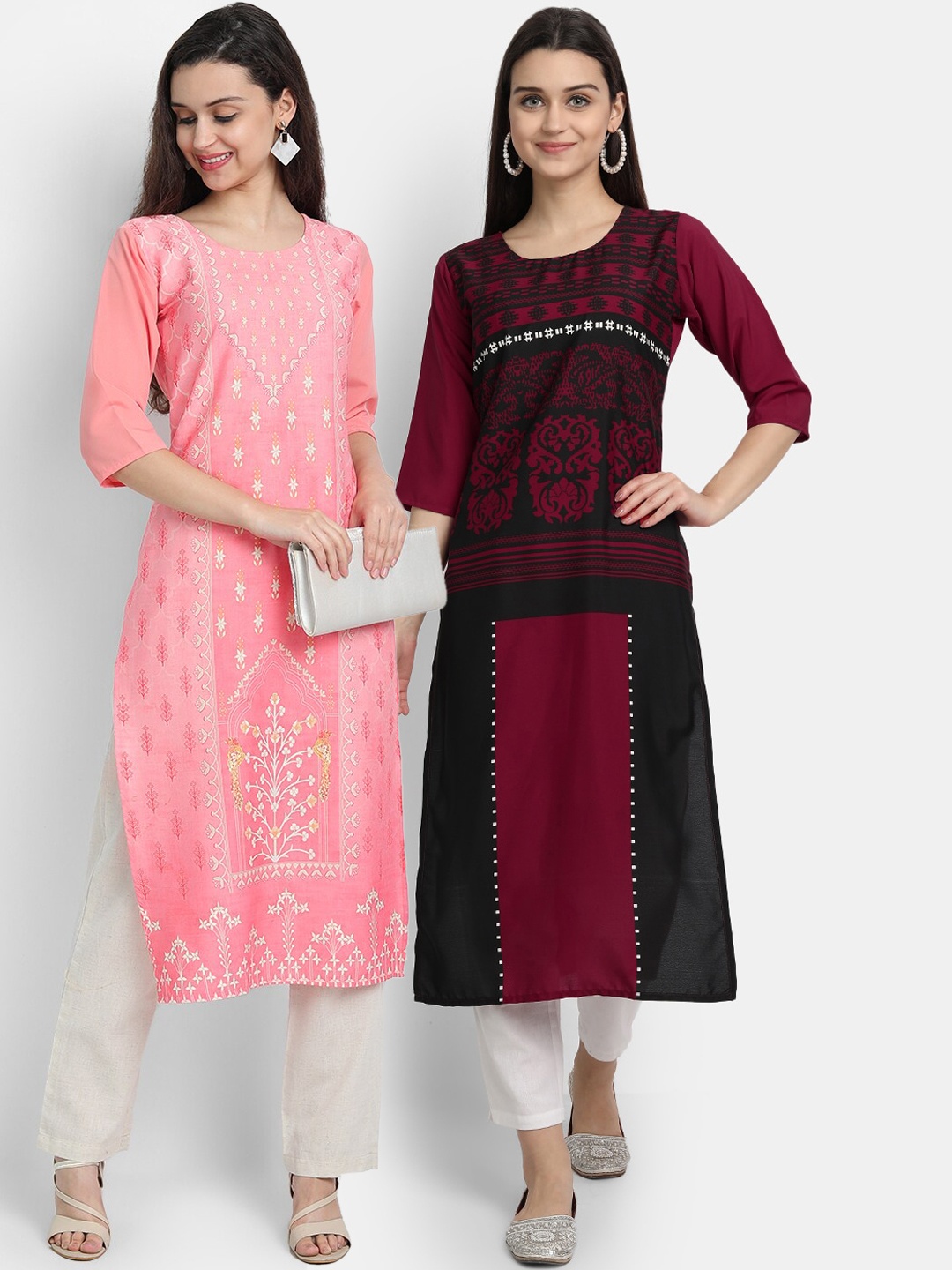 Ethnic basket Women Pack of 2 Multicoloured Ethnic Motifs Printed Crepe Kurta, Multi
Ethnic basket Women Pack of 2 Multicoloured Ethnic Motifs Printed Crepe Kurta, Multi