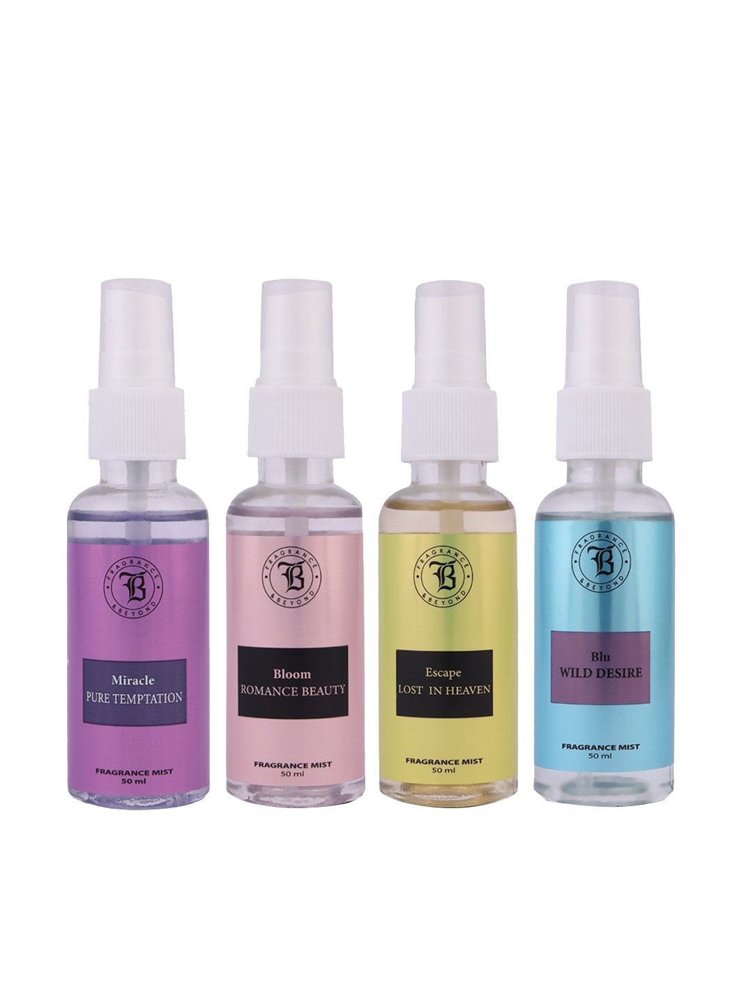 Fragrance & Beyond Women Set of Miracle-Bloom-Escape & Blu Body Mist - 50 ml Each, Multi
Fragrance & Beyond Women Set of Miracle-Bloom-Escape & Blu Body Mist - 50 ml Each, Multi