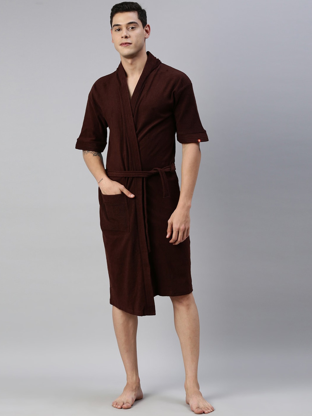 GOLDSTROMS Men Coffee Brown Solid Bath Robe
