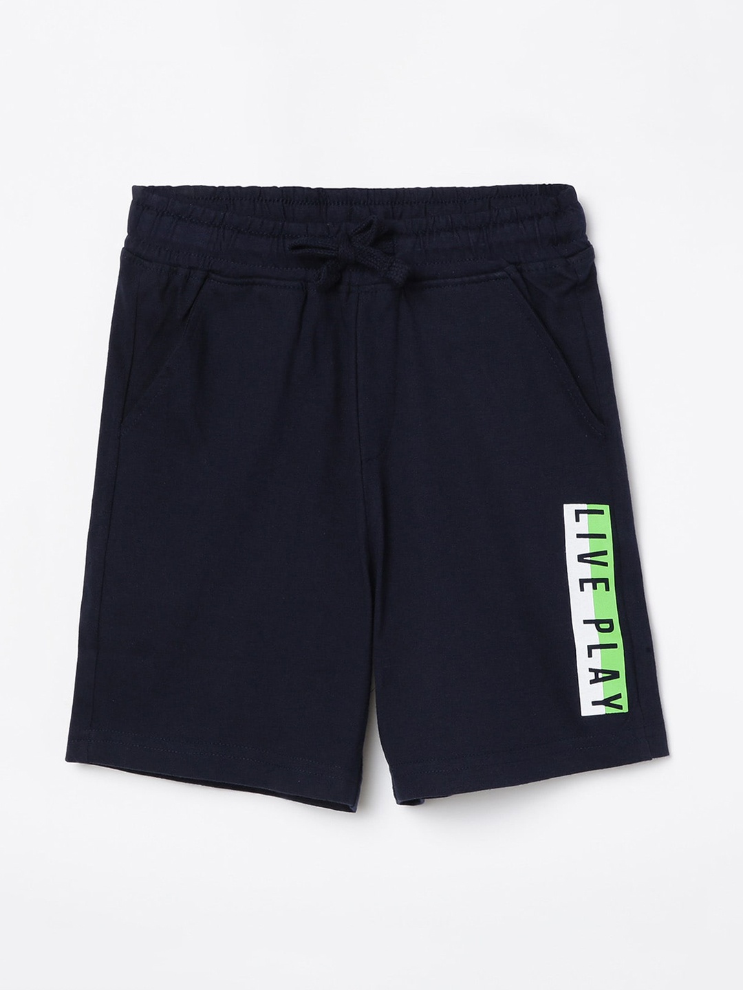 Fame Forever by Lifestyle Boys Navy Blue Typography Printed Pure Cotton Shorts