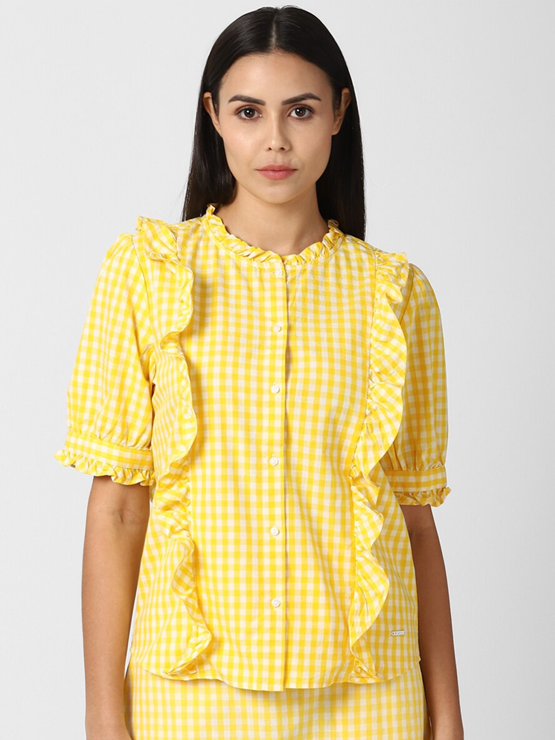 Van Heusen Woman Yellow & White Pure Cotton Checked Mandarin Collar Shirt Style Top
Van Heusen Woman Yellow & White Pure Cotton Checked Mandarin Collar Shirt Style Top