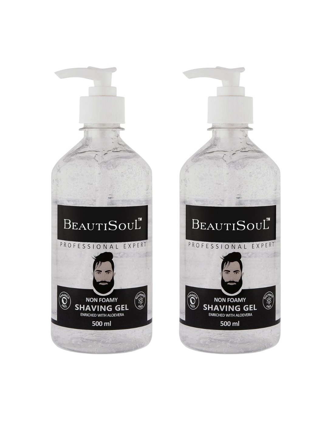 Beautisoul Men Set of 2 Non-Foamy Shaving Gel with Aloe Vera - 500ml Each, Transparent
Beautisoul Men Set of 2 Non-Foamy Shaving Gel with Aloe Vera - 500ml Each, Transparent