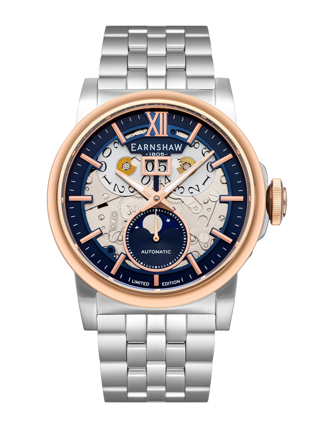 EARNSHAW Men Blue Dial & Silver Stainless Steel Straps Analogue Multi Function Watch
EARNSHAW Men Blue Dial & Silver Stainless Steel Straps Analogue Multi Function Watch
