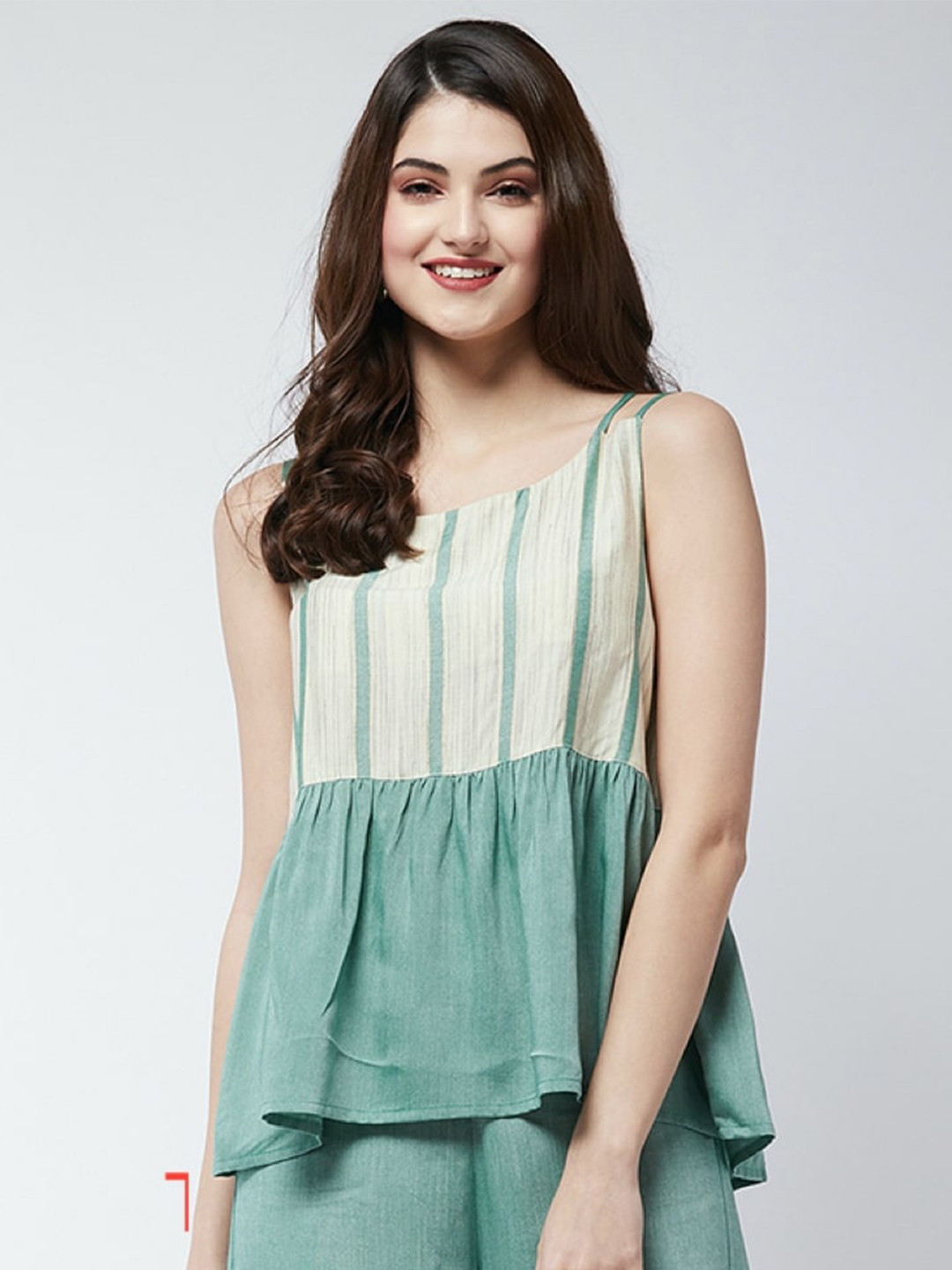 Pannkh Green Striped Peplum Top
Pannkh Green Striped Peplum Top