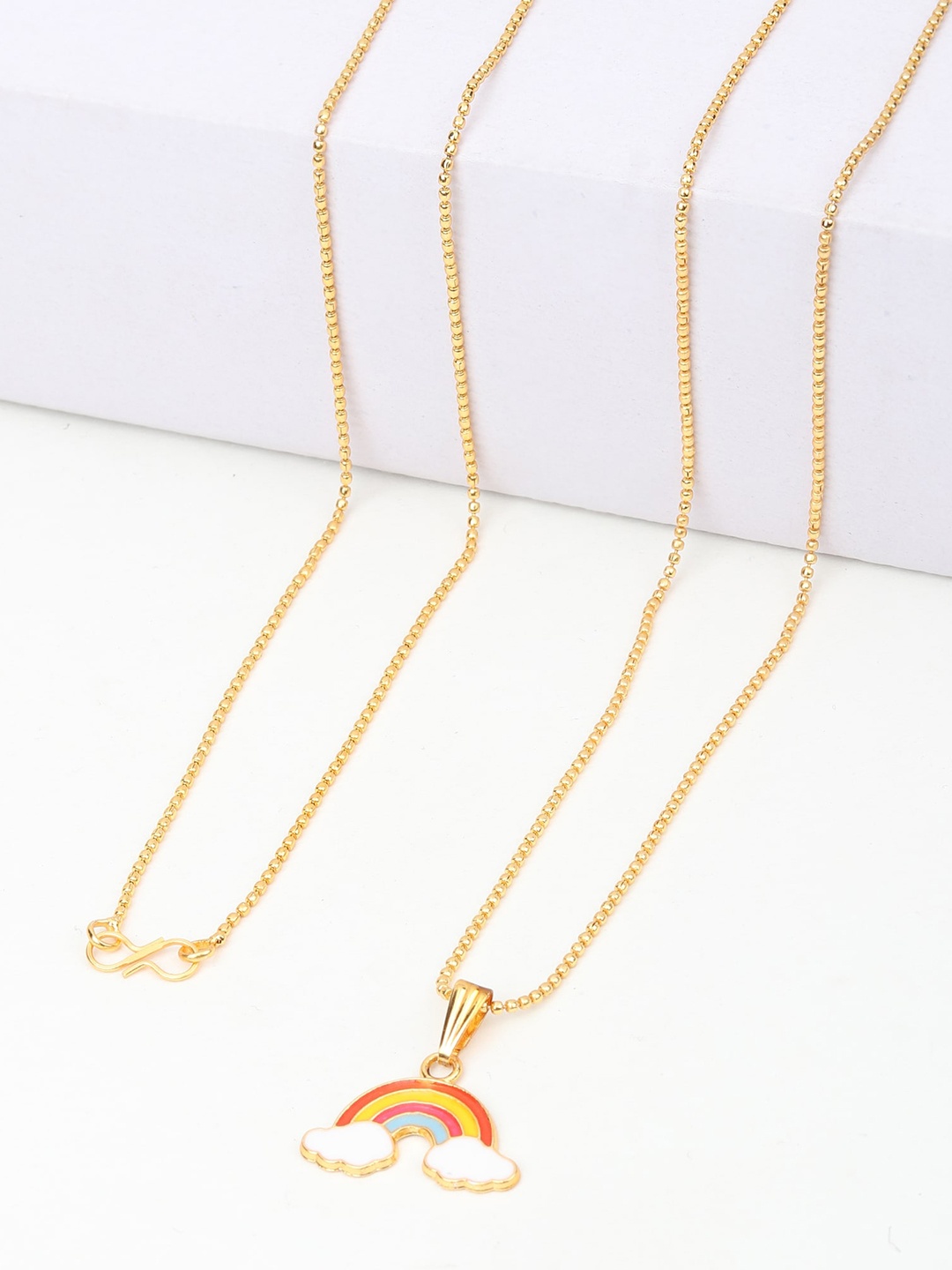 Goldnera White & Yellow Rainbow Cloud Pendant with Chain
