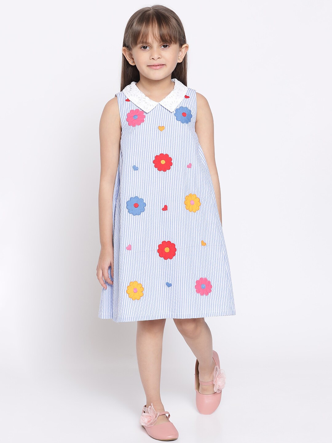 Nauti Nati Girls Blue & White Striped Peter Pan Collar Cotton Applique A-Line Dress
Nauti Nati Girls Blue & White Striped Peter Pan Collar Cotton Applique A-Line Dress
