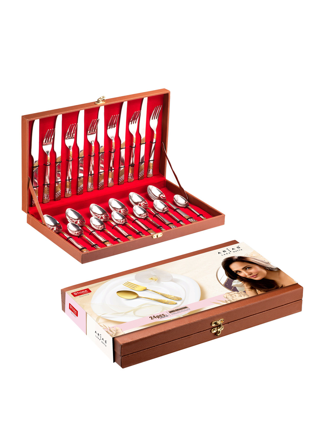 Athome by Nilkamal Set of 24 Silver-Toned & Gold Toned Stainless Steel Cutlery Box
Athome by Nilkamal Set of 24 Silver-Toned & Gold Toned Stainless Steel Cutlery Box