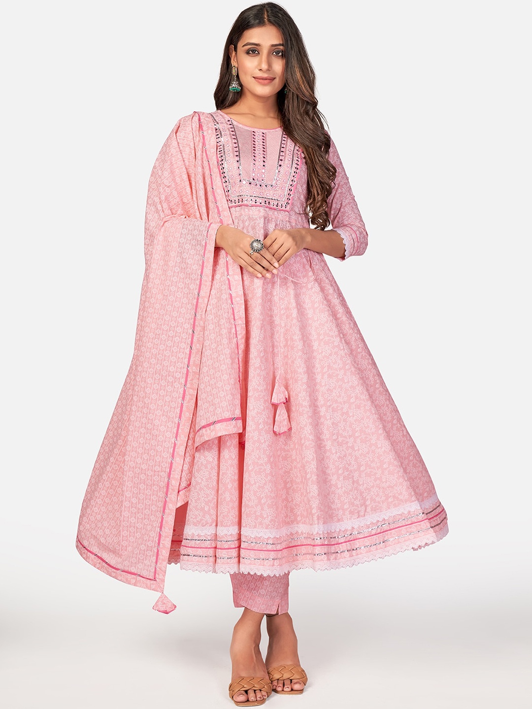 Vbuyz Women Pink Ethnic Motifs Printed Empire Mirror Work Pure Cotton Kurti with Churidar & With Dupatta
Vbuyz Women Pink Ethnic Motifs Printed Empire Mirror Work Pure Cotton Kurti with Churidar & With Dupatta