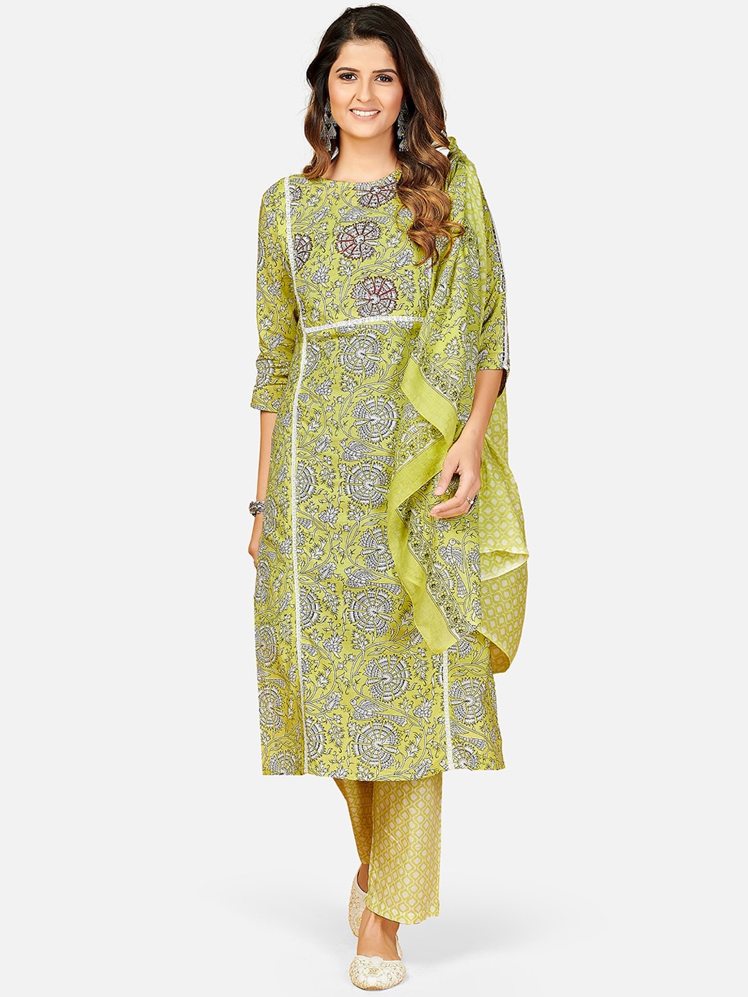 KALINI Women Green Ethnic Motifs Printed Panelled Thread Work Pure Cotton Kurta with Trousers
KALINI Women Green Ethnic Motifs Printed Panelled Thread Work Pure Cotton Kurta with Trousers