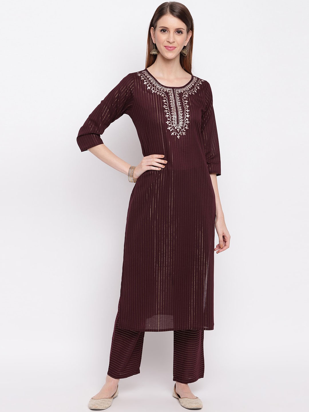 Vbuyz Women Maroon Ethnic Motifs Embroidered Thread Work Pure Cotton Kurta with Trousers
Vbuyz Women Maroon Ethnic Motifs Embroidered Thread Work Pure Cotton Kurta with Trousers